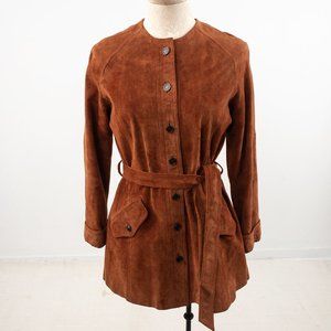 Vintage 70s SM Saks Suede Leather Jacket Coat Rust